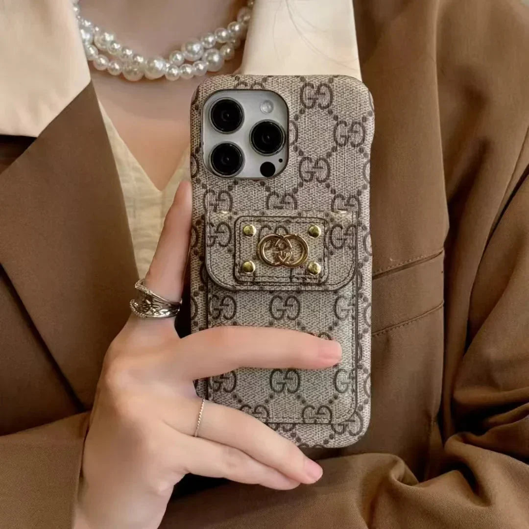 Monogram Canvas Back Card Holder Classic Ophidia Leather iPhone Case Roxy New 2