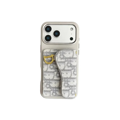 Dior Leather Phone Case With Card Holder For iPhone 17/ 16 / 15/ 14