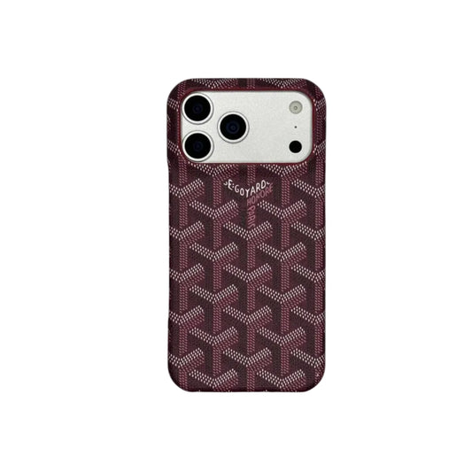 GYD Vintage Monogram Burgundy Case for iPhone 12-18 Pro & Pro Max