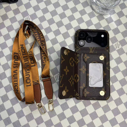 Monogram LV Leather Phone Case For iPhone 13-18 Pro & Pro Max