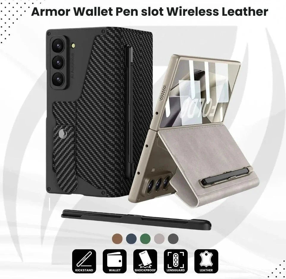 Armor Z Fold 6, 5, 4 Wallet, Pen slot, Leather Case theroxymob