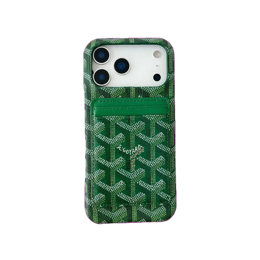 GYD Chevron Pattern MagSafe Card Slot Case Classic Green for iPhone 13-18 Pro & Pro Max