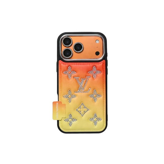 Gradient Crystal Monogram Leather Phone Case For iPhone 12-18 Pro & Pro Max