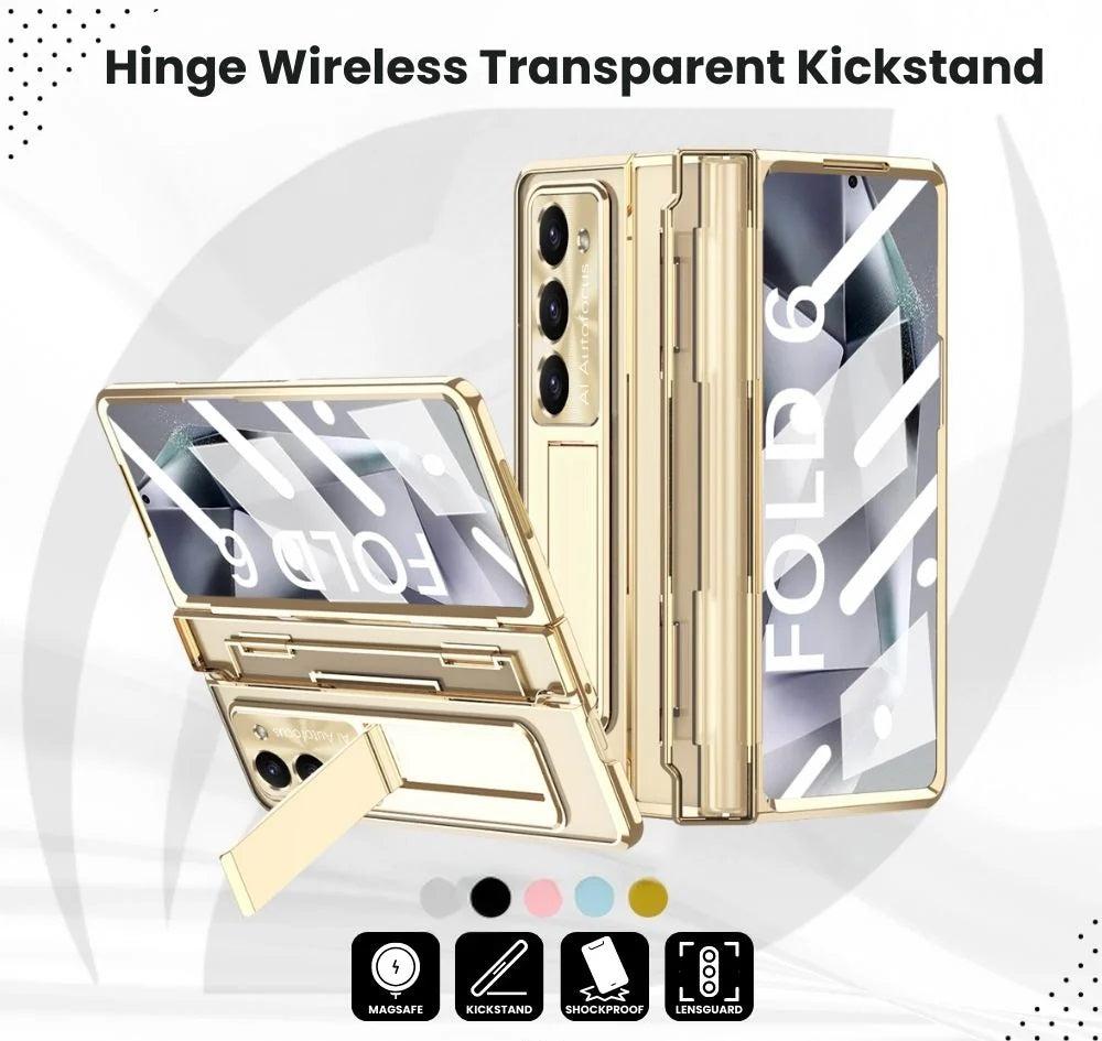 Hinge Z Fold 6, 5, 4 Wireless Transparent Kickstand Case theroxymob
