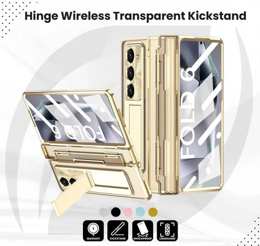 Hinge Z Fold 6, 5, 4 Wireless Transparent Kickstand Case theroxymob