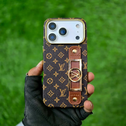 Louis Vuitton Style Monogram iPhone Case with Leather Strap for iPhone 12-17