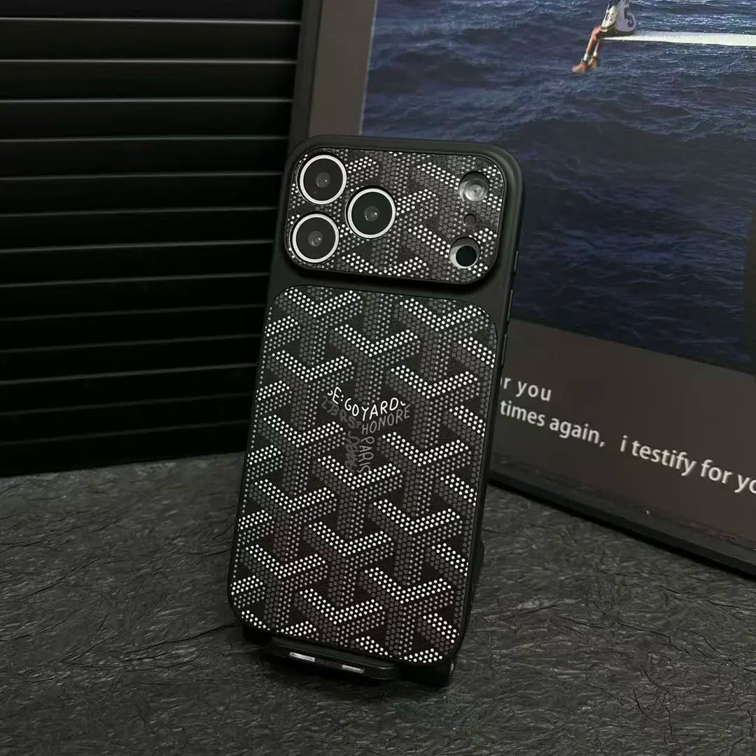 GYD Chevron Pattern Leather Case for iPhone 13-18 Pro & Pro Max