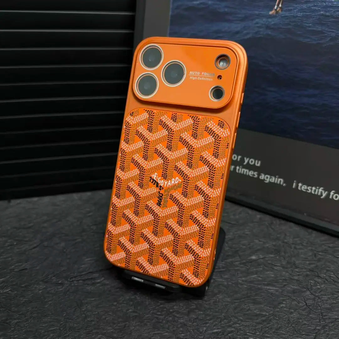 GYD Chevron Pattern Leather Case for iPhone 13-18 Pro & Pro Max