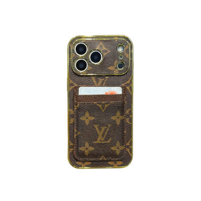 Lv Luxury Phone Case with Card Holder For iPhone 12 to 18 Pro Max
