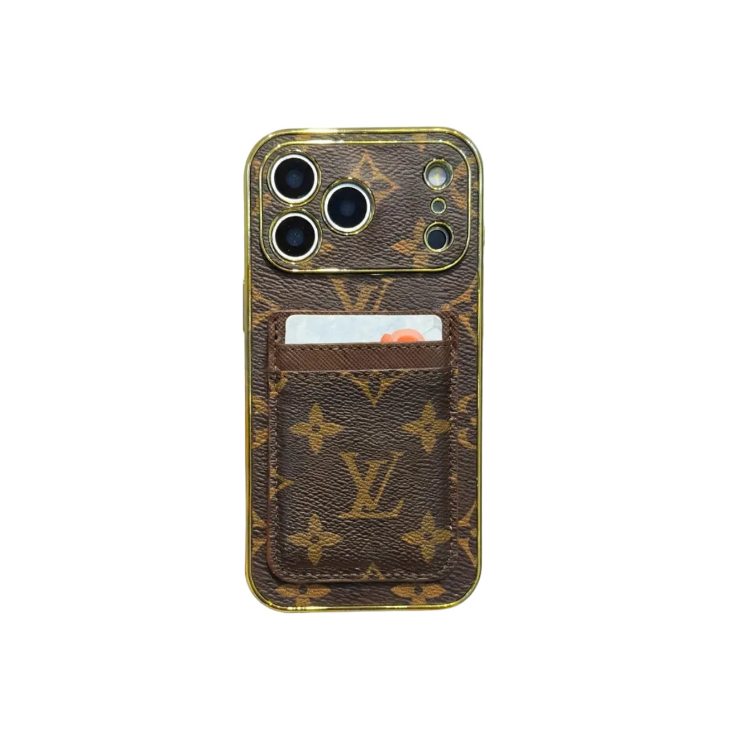 Lv Luxury Phone Case with Card Holder For iPhone 12-17 Series