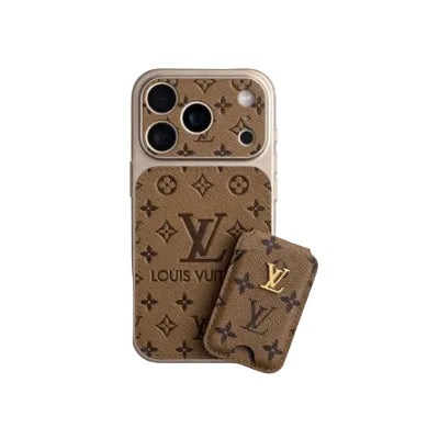 Classic Leather Monogram Phone Case With magnetic Wallet for iPhone 12-18 Pro & Pro Max