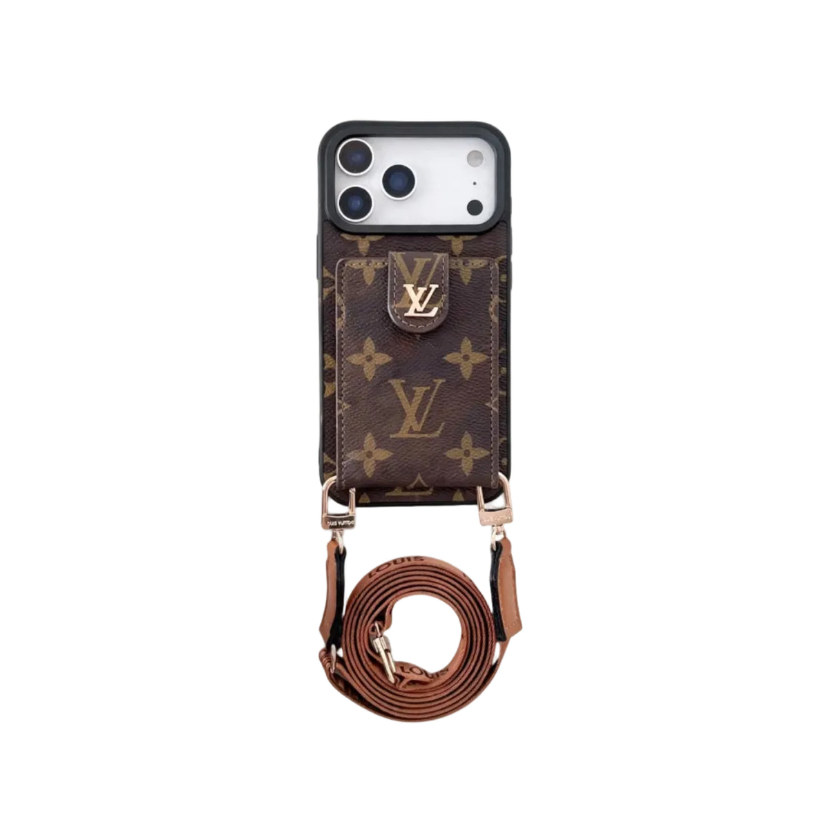 Lv Leather Card Holder Case Crossbody for iPhone 12-18 Pro & Pro Max