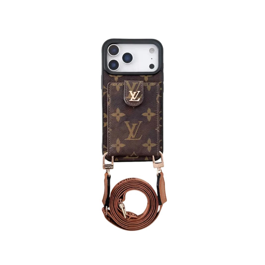 Lv Leather Card Holder Case Crossbody for iPhone 12-18 Pro & Pro Max