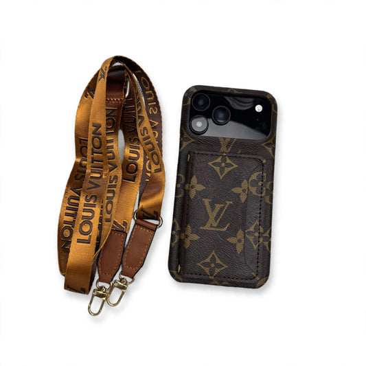 Monogram LV Leather Phone Case For iPhone 13-17 Series