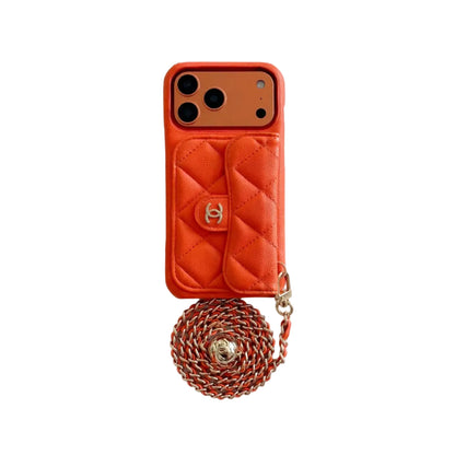 Premium Quilted Leather Crossbody Wallet Case for iPhone 12 - 17 Series