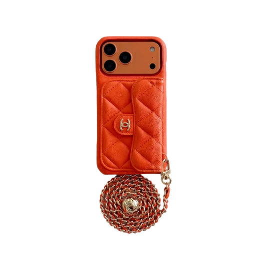 Premium Quilted Leather Crossbody Wallet Case for iPhone 12 - 17 Series