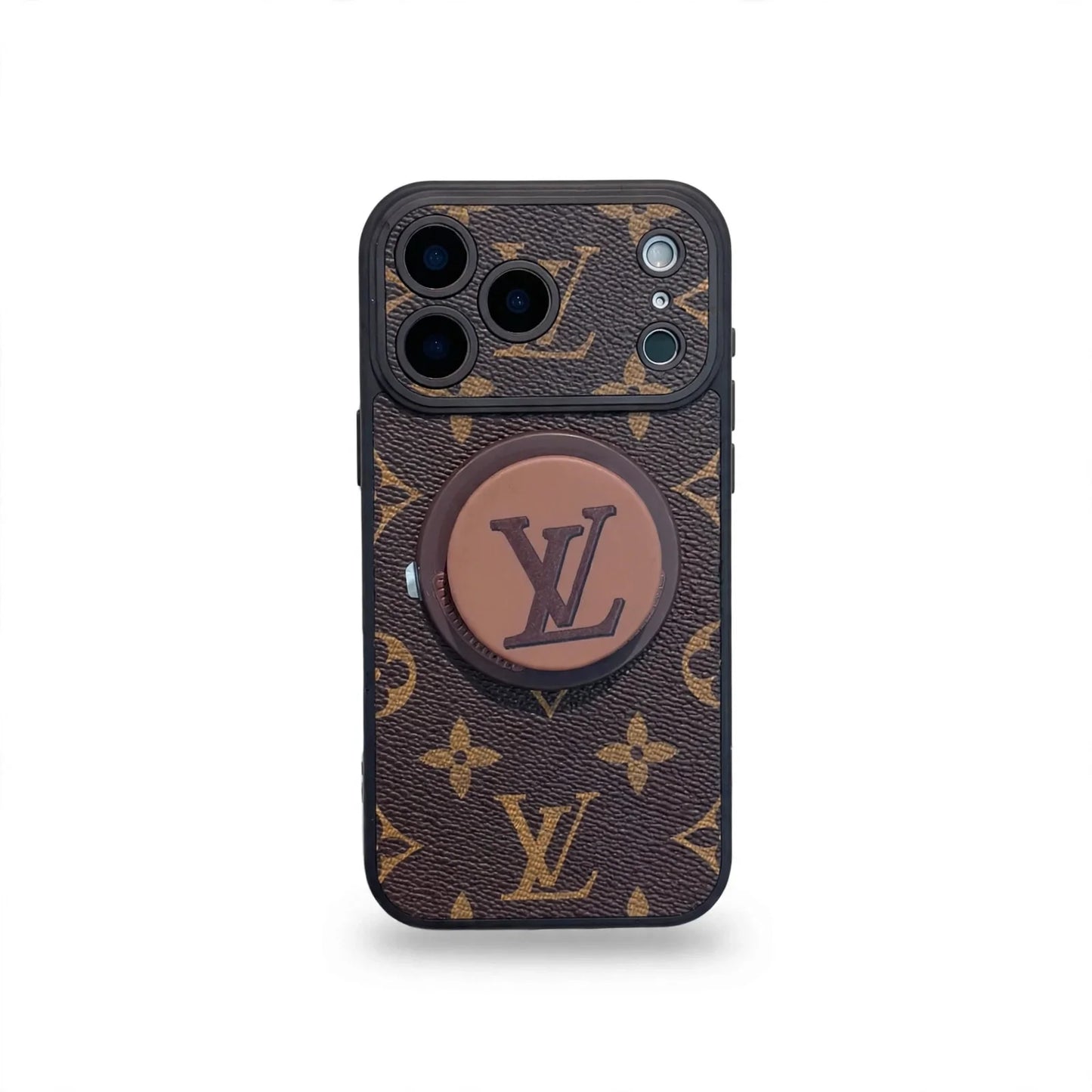 Luxury Monogram Leather Magsafe Phone Case Stand Function for iPhone 13-17 Series