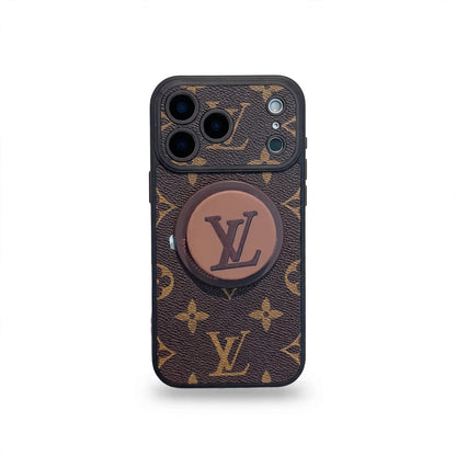 Luxury Monogram Leather Magsafe Phone Case Stand Function for iPhone 13-17 Series