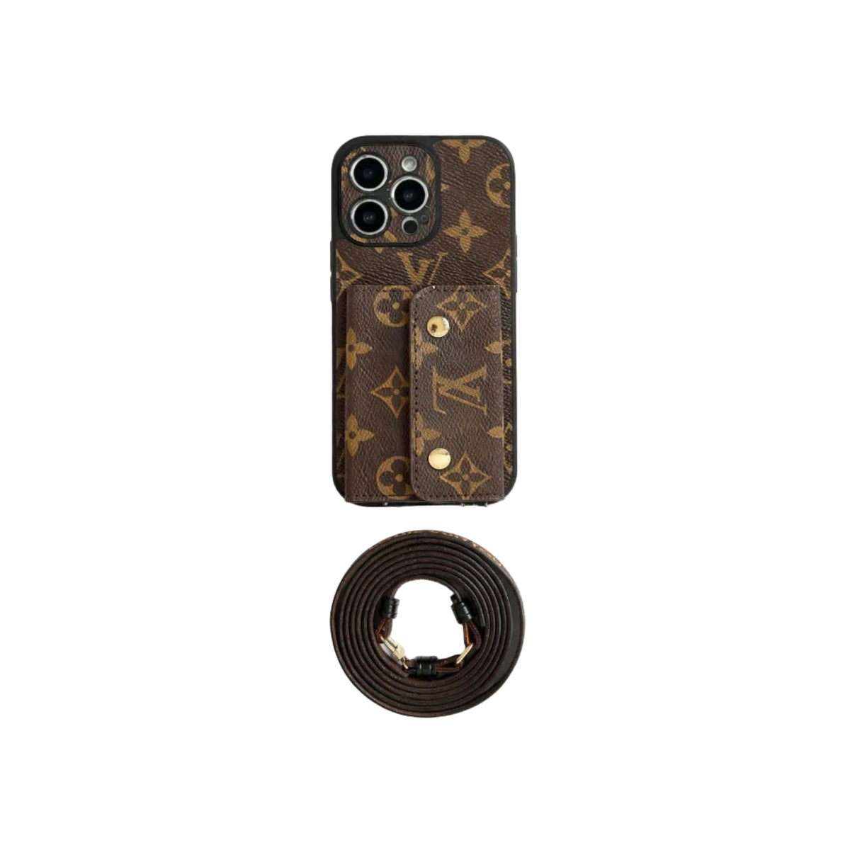 Lou Card Bag Chain Brown iPhone Case For iPhone 12-16 Pro & Pro Max