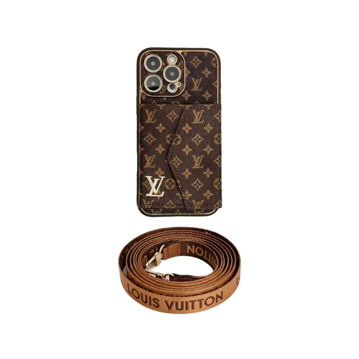Luxury Monogram Canvas Leather Card Holder iPhone Case 12-18 Pro & Pro Max
