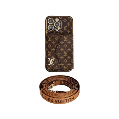 Luxury Monogram Canvas Leather Card Holder iPhone Case 12-18 Pro & Pro Max