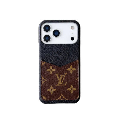 Louis Vuitton Monogram Leather Phone Case with Card Slot Case for iPhone 12-17 Series