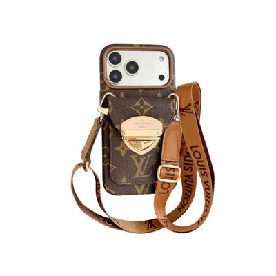 LV Luxury Phone Case with Strape For iPhone 12-18 Pro & Pro Max