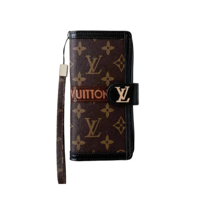 Premium Leather Monogram Wallet Card Holder Case for Samsung Galaxy S22-S26 Series