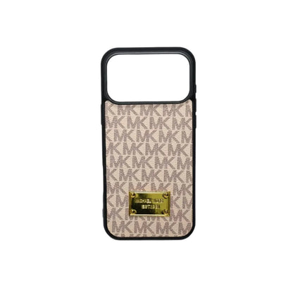 MK Leather Phone Case Metal Plate for iPhone 12-17