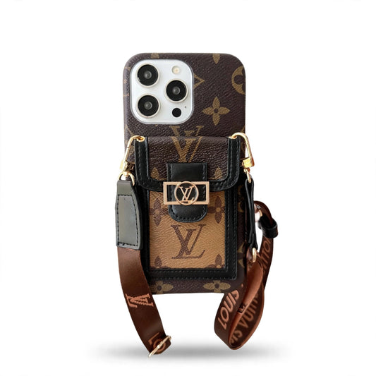 Luxury DAUPHINE LEATHER MONOGRAM CROSSBODY IPHONE CASE