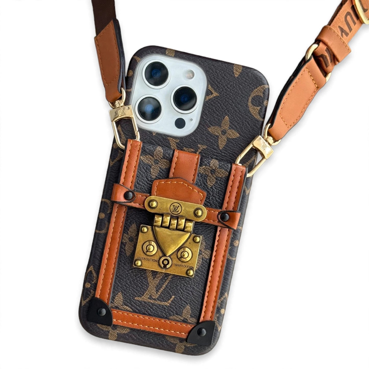 Canvas Leather Wallet Card Holder Crossbody iPhone Case