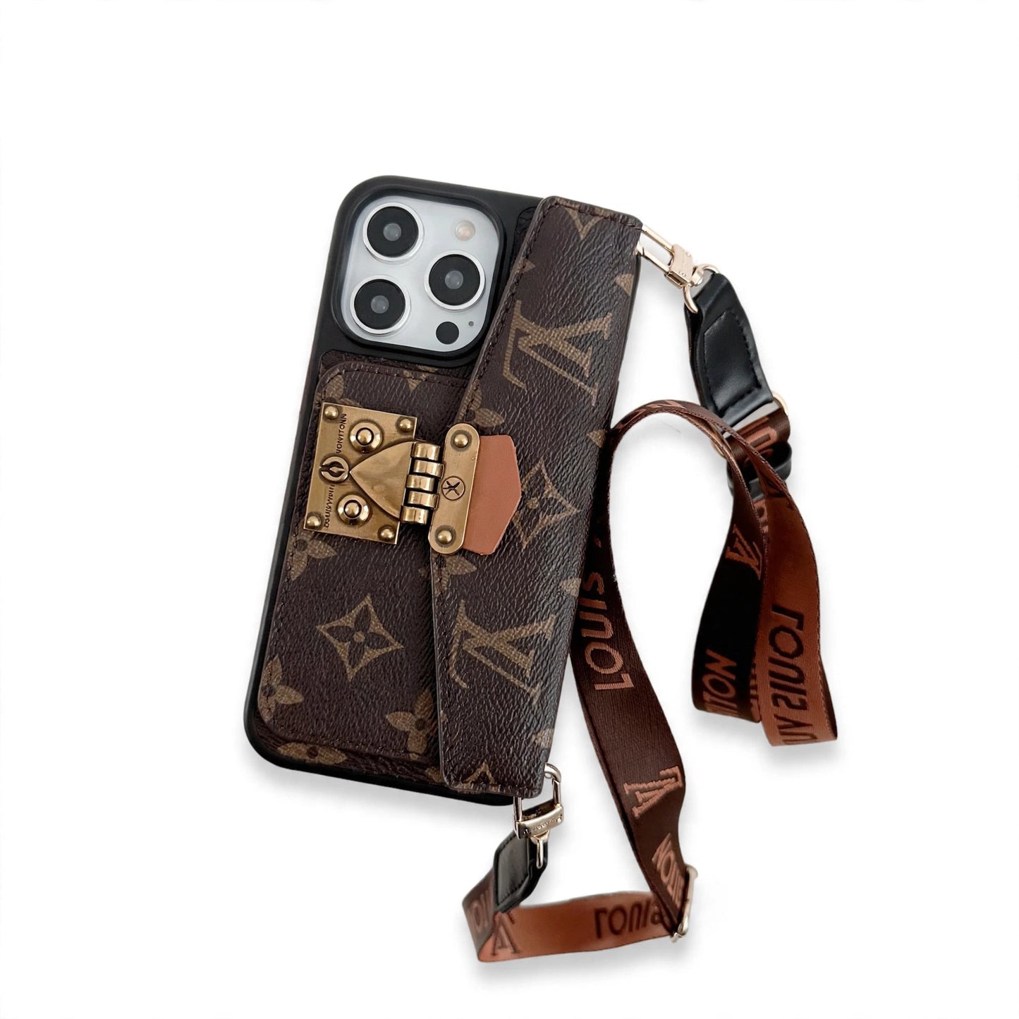 LUXURY LOCK CARD BAG CROSSBODY CHAIN IPHONE CASE