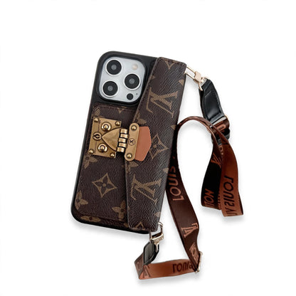 LUXURY LOCK CARD BAG CROSSBODY CHAIN IPHONE CASE