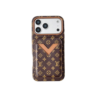 Lv Leather Card Holder Phone Case For iPhone 13-17