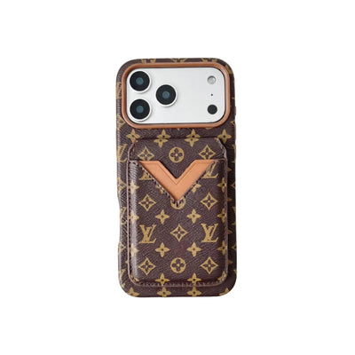 Lv Leather Card Holder Phone Case For iPhone 12-18 Pro & Pro Max
