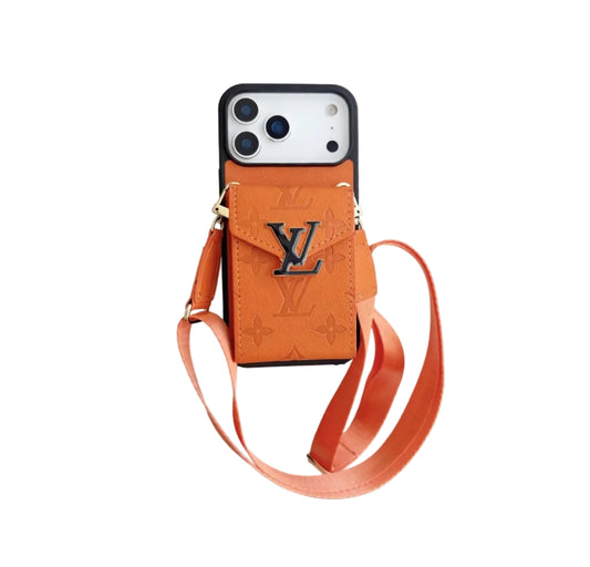 LV Luxury Phone Case with Card Holder For iPhone 12-17 Series