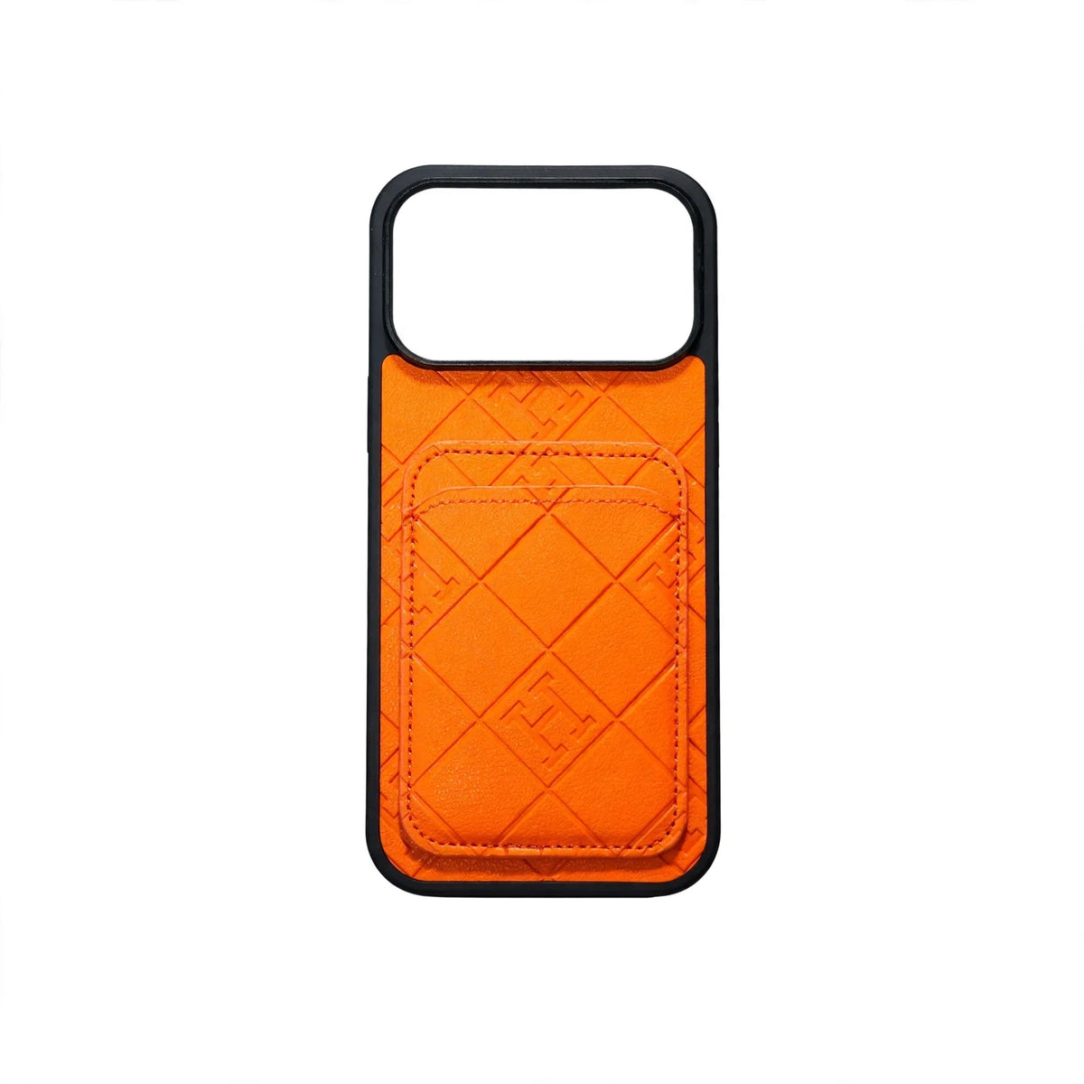 Stamped Leather H Phone Case With Card Holder  For iPhone 17 / 16 / 15 / 14