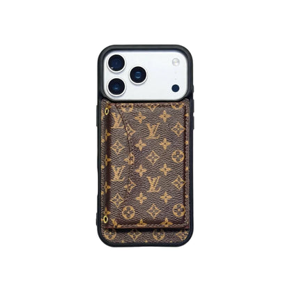 Luxury Card Holder Wallet LV Style Phone Case for iPhone 12-17 Series