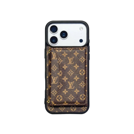 Luxury Card Holder Wallet LV Style Phone Case for iPhone 12-17 Series