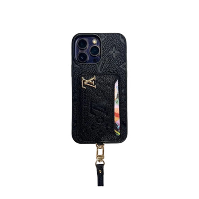 Luxe Card Holder Strap Case Inspired Elegance For iPhone 13-18 Pro & Pro Max