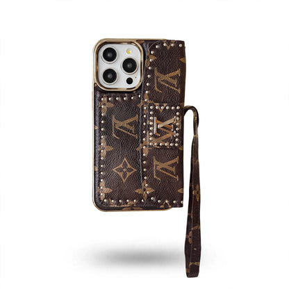 Monogram LV Leather iPhone Case 13-16 Series
