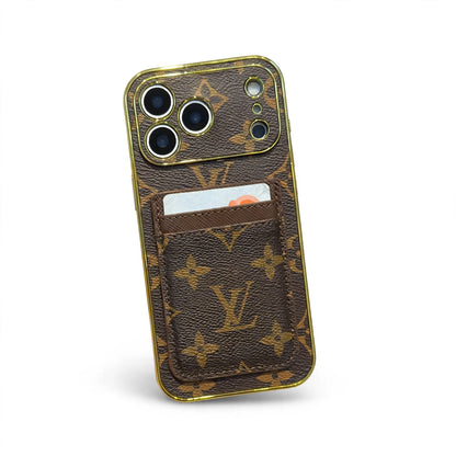 Lv Luxury Phone Case with Card Holder For iPhone 12-17 Series