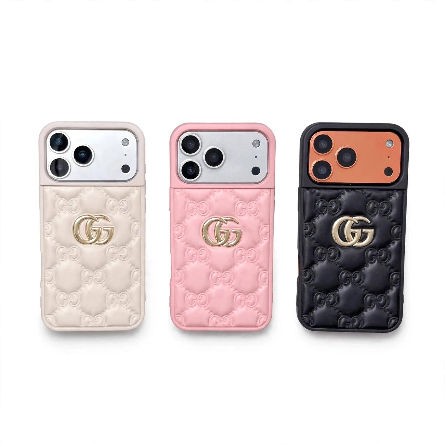 Luxury Stamped Leather iPhone Case for 13-17