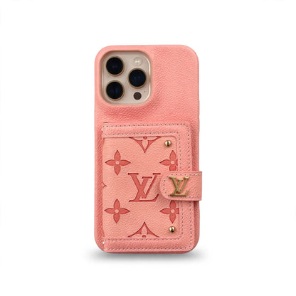 LV Luxury Leather Card Holder Phone Case for iPhone 17 / 16 / 15 / 14