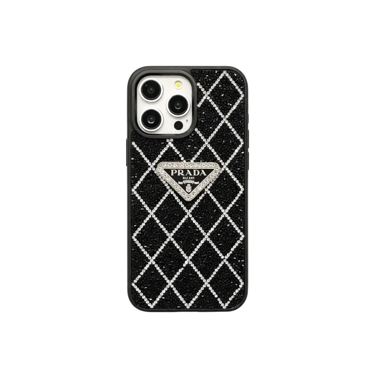 Prada Phone Case with Sparkling Rhinestones For iPhone 17/ 16 / 15 / 14
