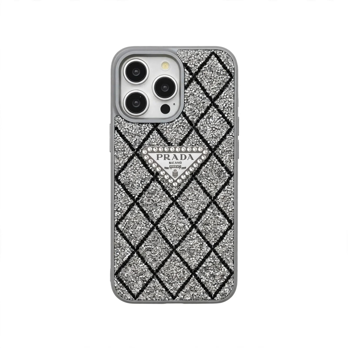 Prada Phone Case with Sparkling Rhinestones For iPhone 17/ 16 / 15 / 14