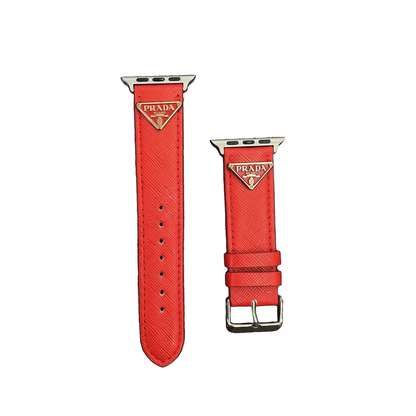 Double Triangle Monogram Label Leather Apple Watch Band