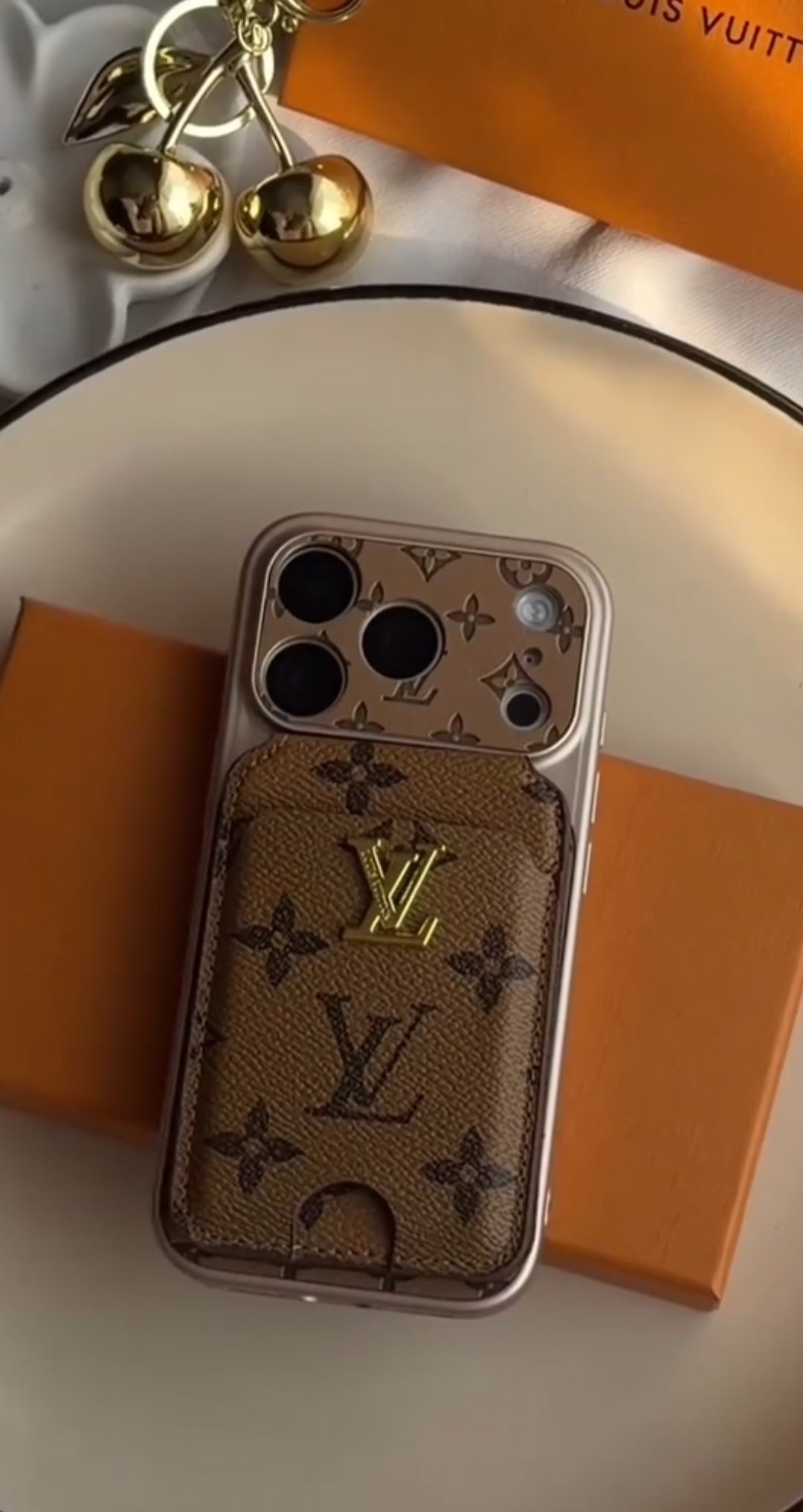 Classic Leather Monogram Phone Case With magnetic Wallet for iPhone 12-18 Pro & Pro Max