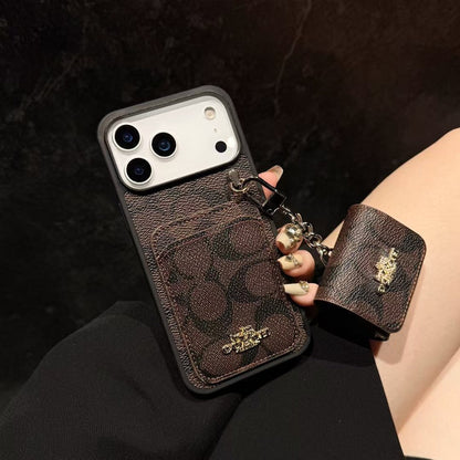 Luxury COACH Leather with Card Wallet Slot For iPhone 12-17 Series