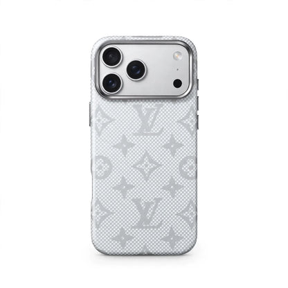 Luxury Monogram Pattern iPhone Case | Textured Canvas Designer Style Cover